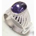 Mens Ring Silver Sterling 925 Simulated Alexandrite Stone Unisex Engraved E294